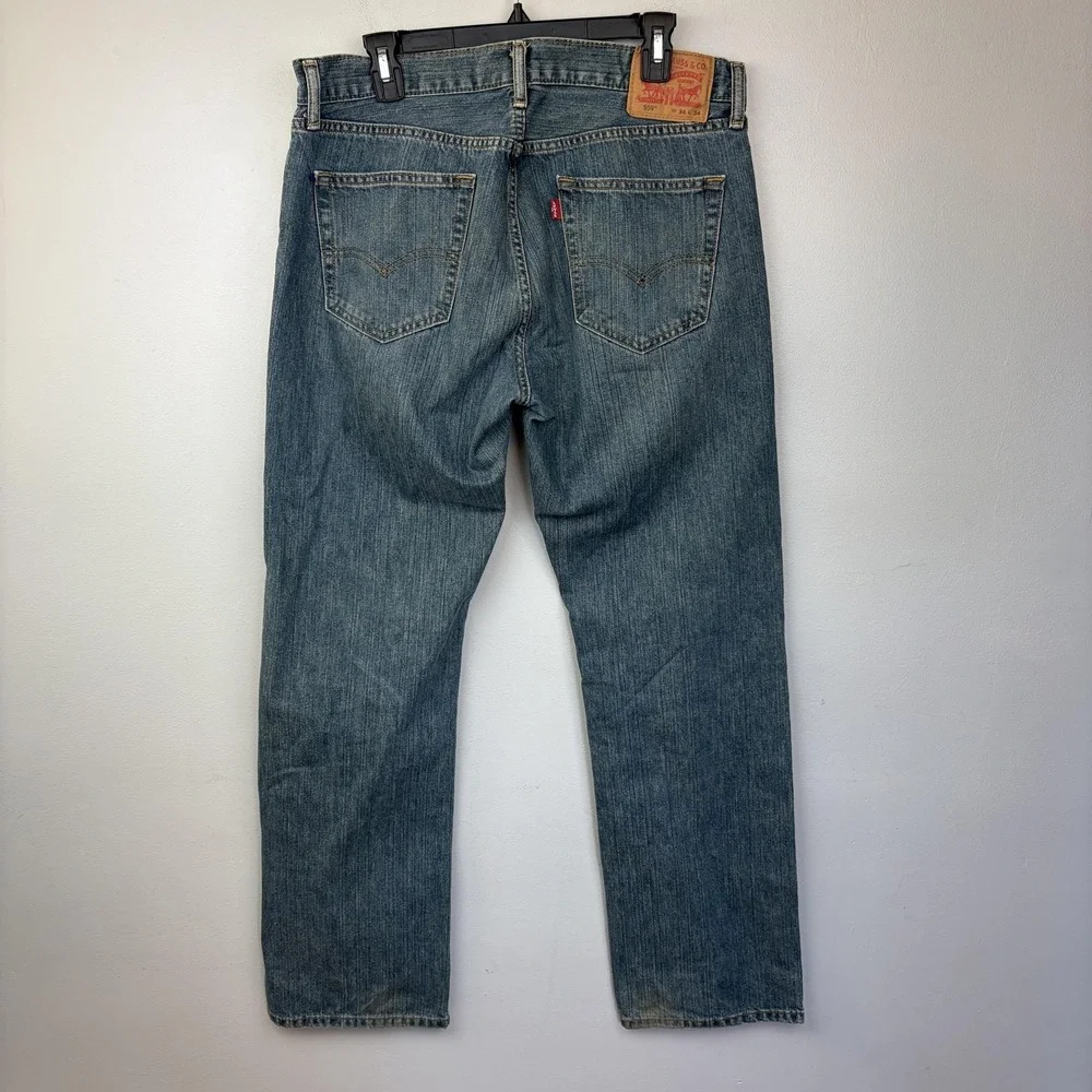 Levis 559‎ Jeans Mens 34x34 Blue Relaxed Straight Leg Denim Medium Wash Casual